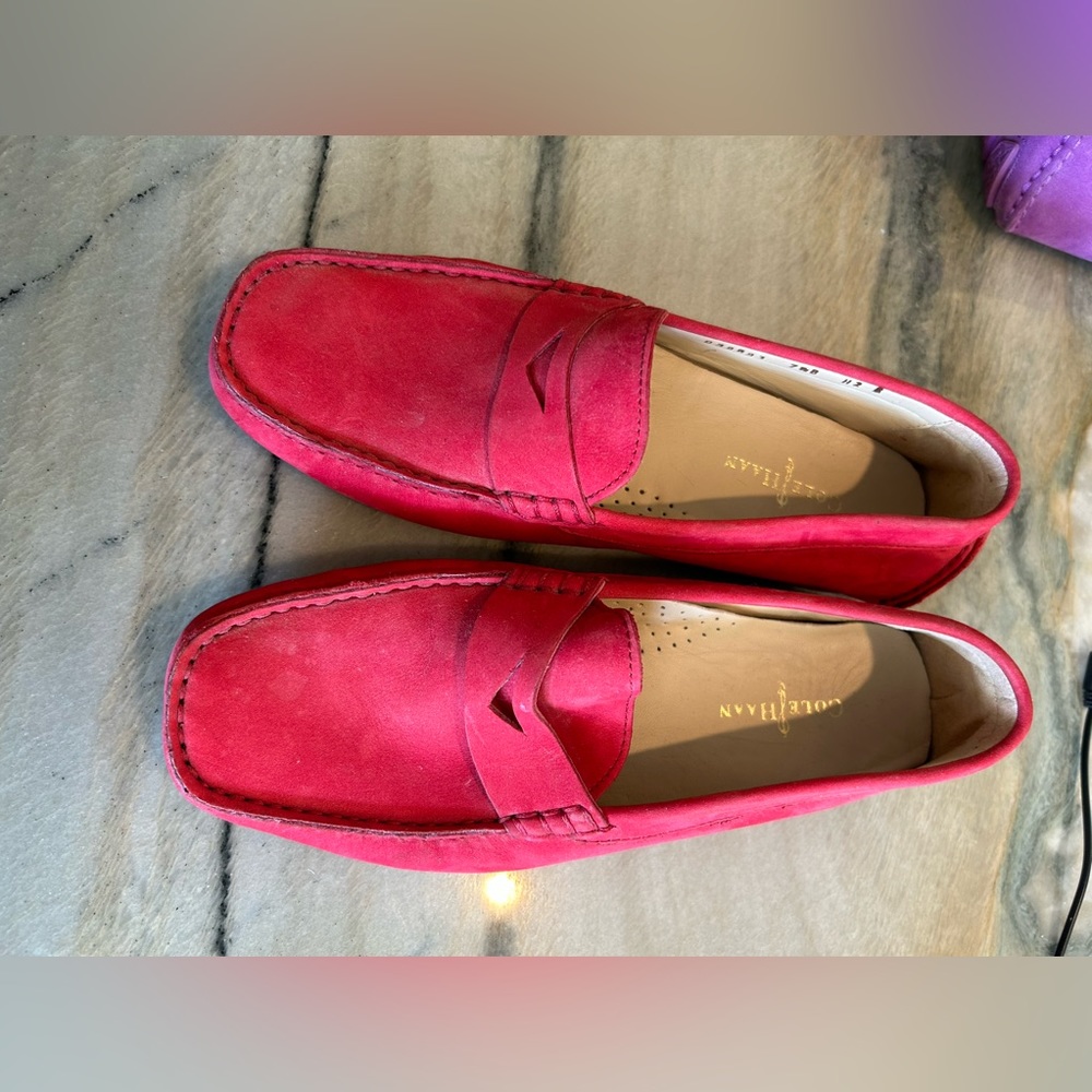 Cole Haan red suede ladies loafers